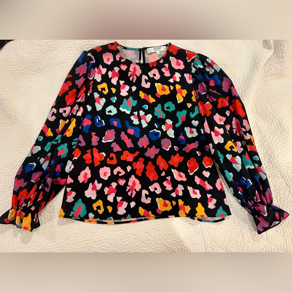 CROSBY by Mollie Burch Black and Multicolor Abstract Top